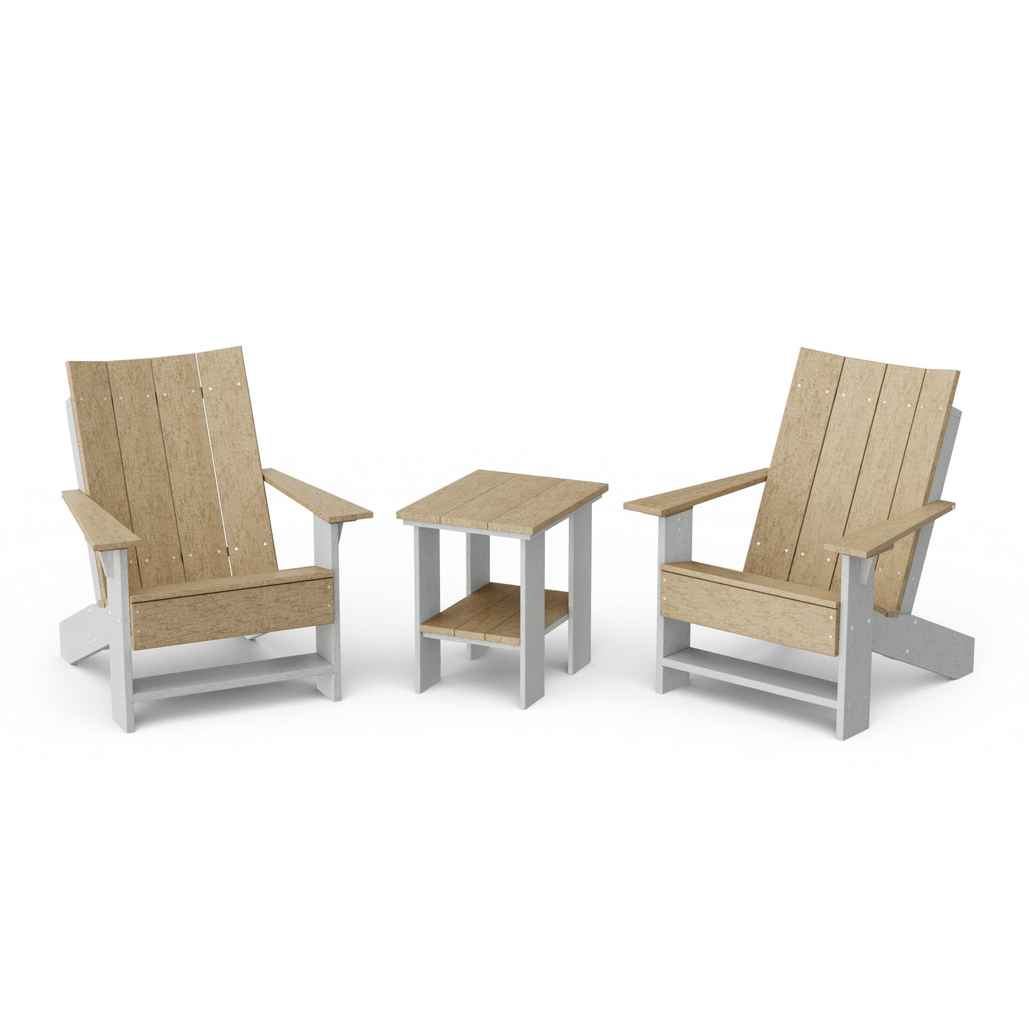 Contemporary 3-Piece Modern Adirondack Chair Set with Side Table
