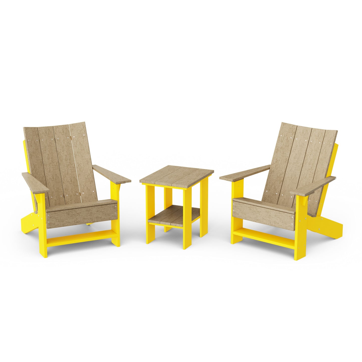 Contemporary 3-Piece Modern Adirondack Chair Set with Side Table