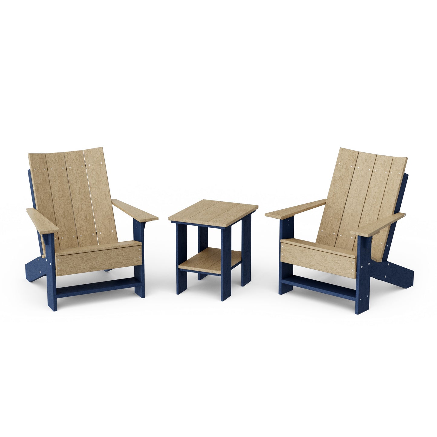 Contemporary 3-Piece Modern Adirondack Chair Set with Side Table