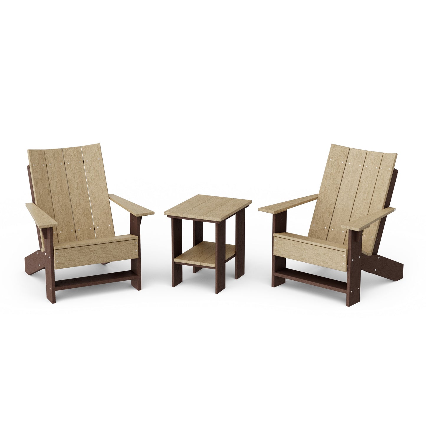 Contemporary 3-Piece Modern Adirondack Chair Set with Side Table