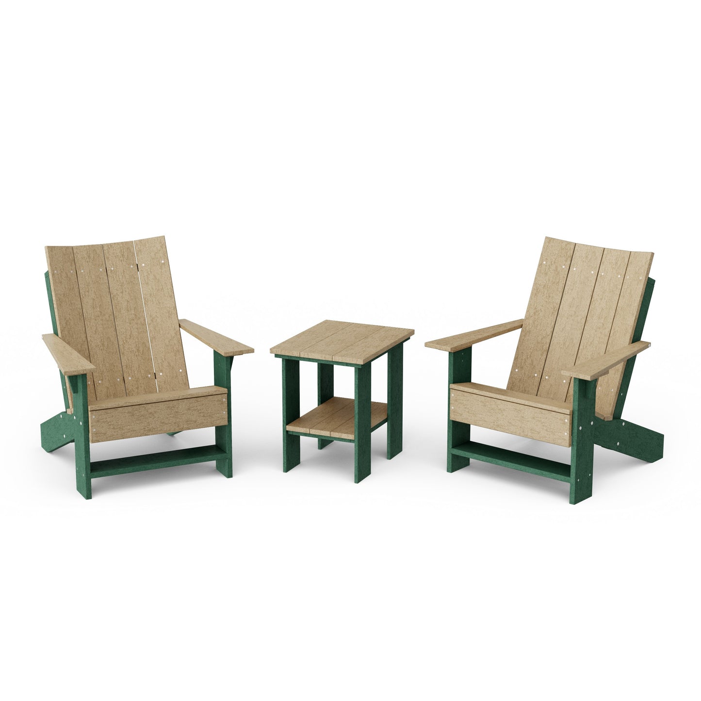 Contemporary 3-Piece Modern Adirondack Chair Set with Side Table
