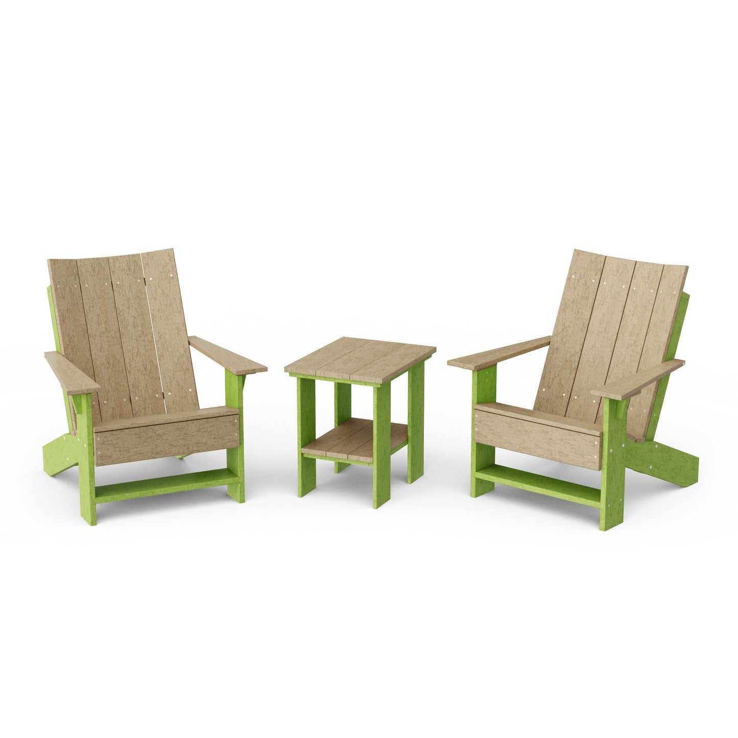 Contemporary 3-Piece Modern Adirondack Chair Set with Side Table