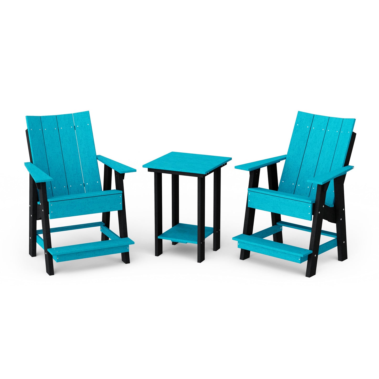 Contemporary 3-Piece Tall Modern Adirondack Chair Set with Side Table