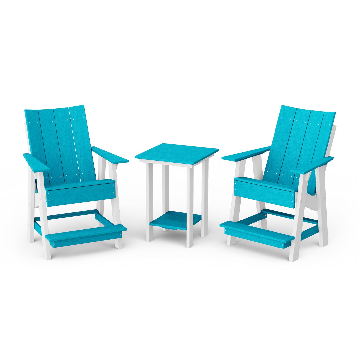 Contemporary 3-Piece Tall Modern Adirondack Chair Set with Side Table