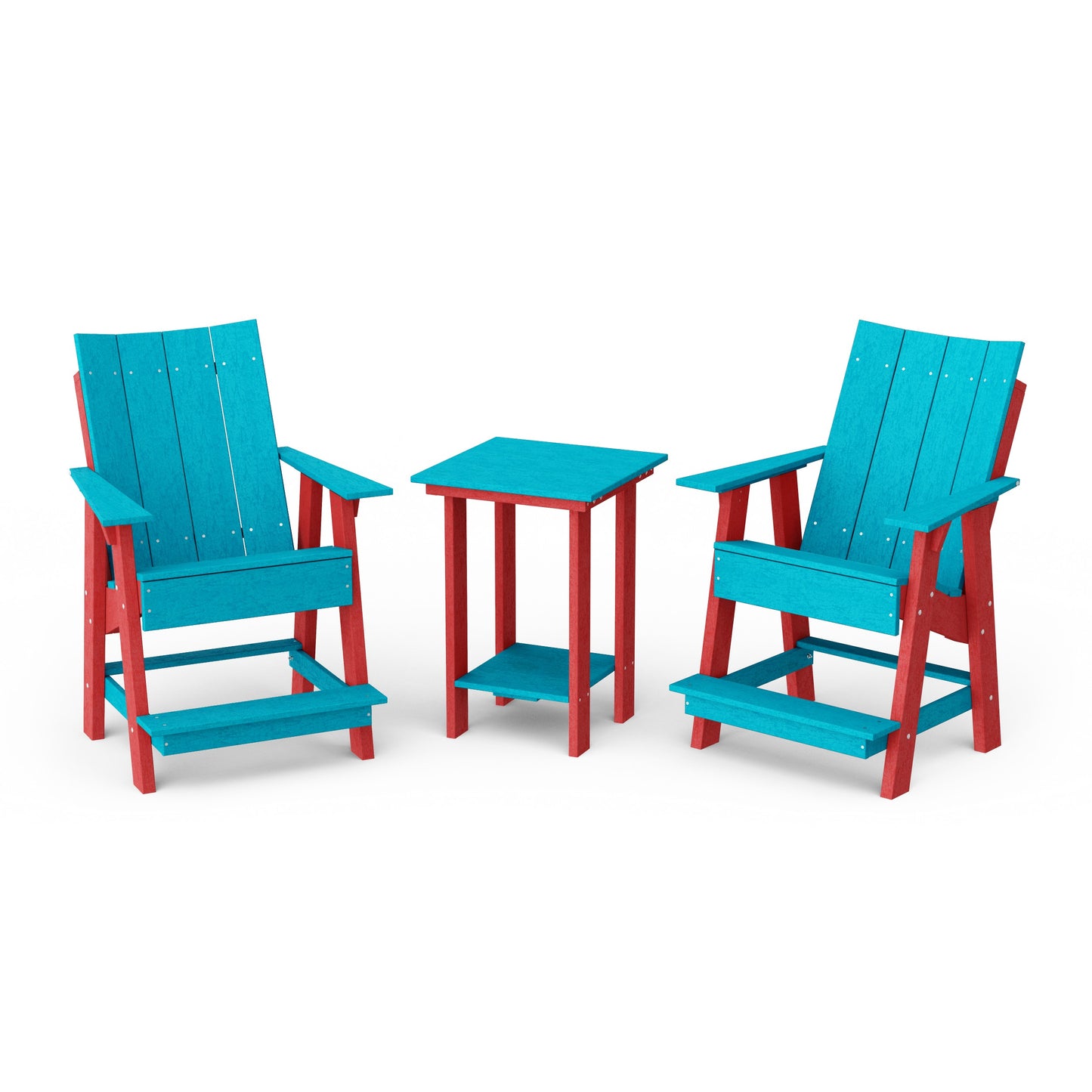 Contemporary 3-Piece Tall Modern Adirondack Chair Set with Side Table