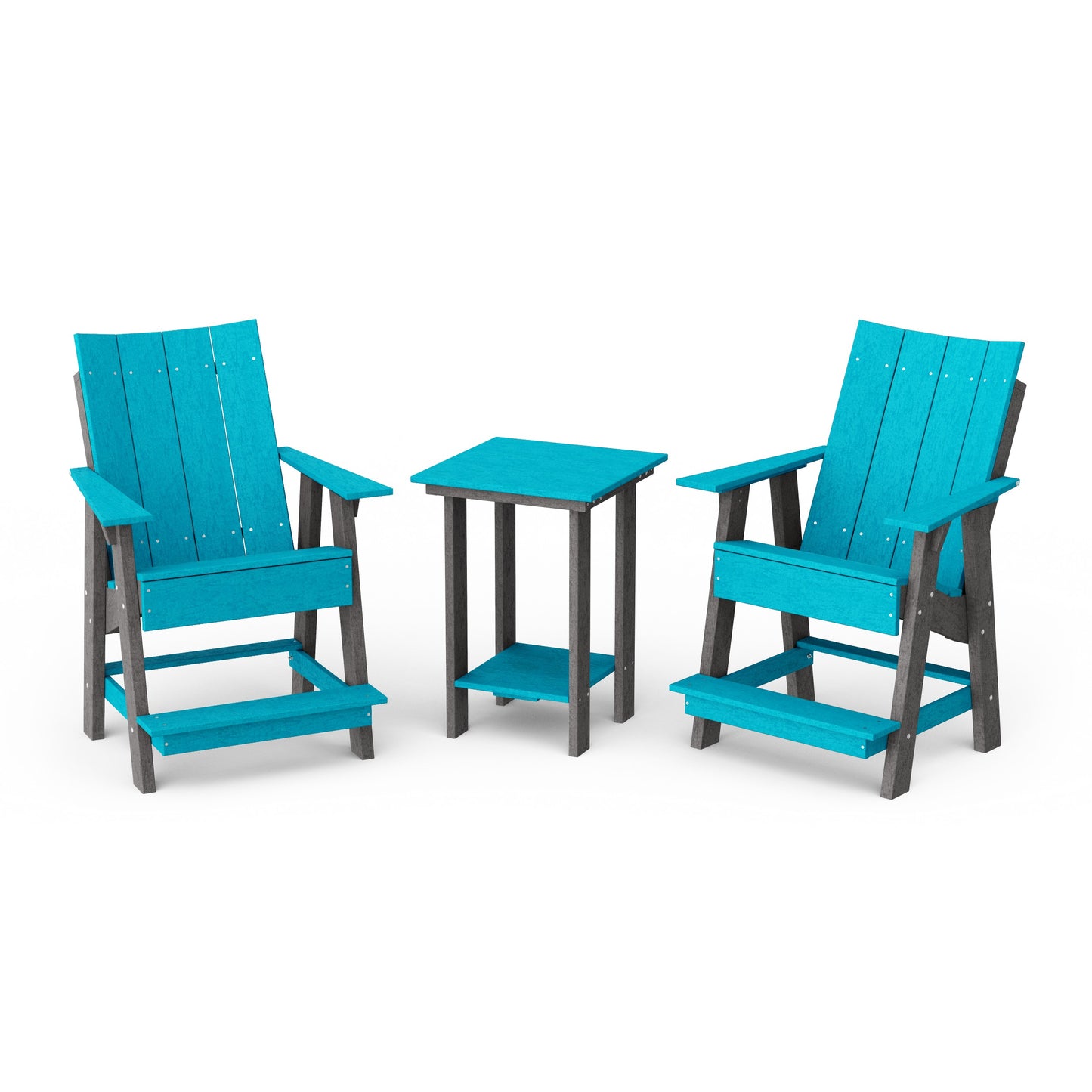 Contemporary 3-Piece Tall Modern Adirondack Chair Set with Side Table