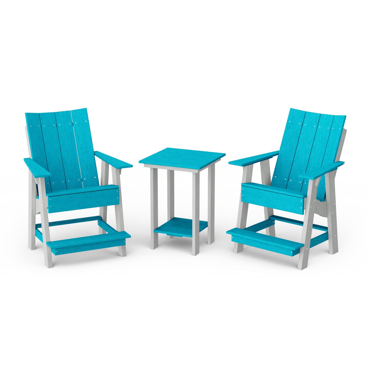 Contemporary 3-Piece Tall Modern Adirondack Chair Set with Side Table