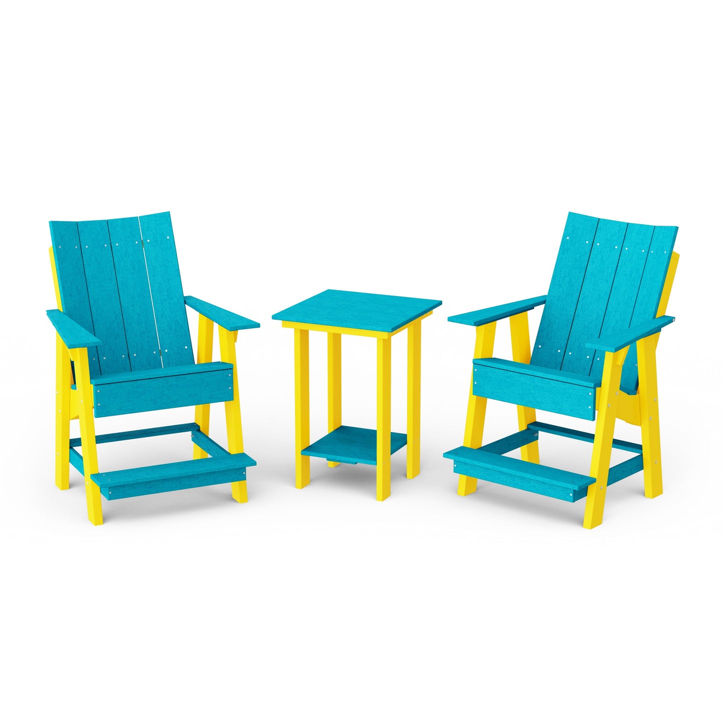 Contemporary 3-Piece Tall Modern Adirondack Chair Set with Side Table