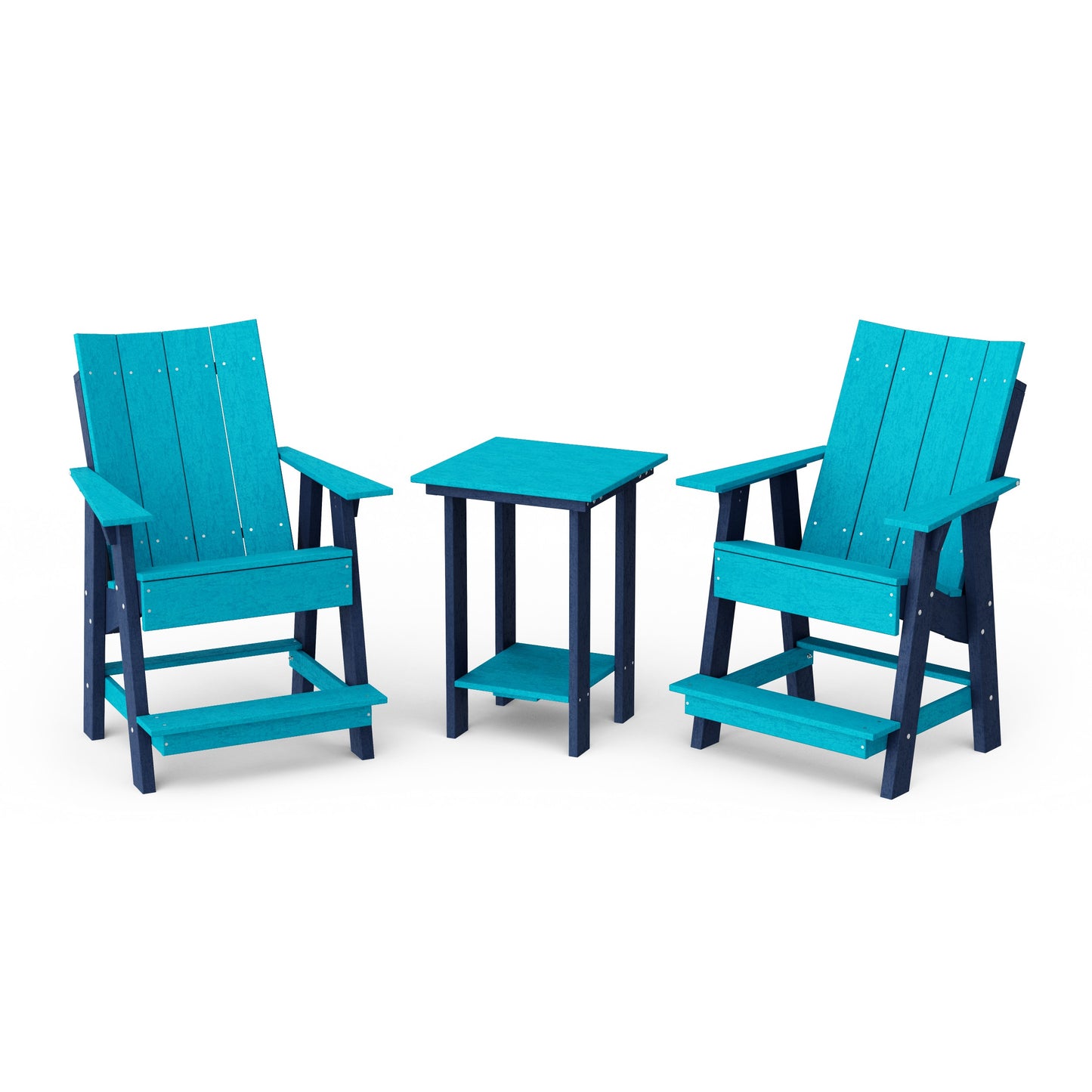 Contemporary 3-Piece Tall Modern Adirondack Chair Set with Side Table