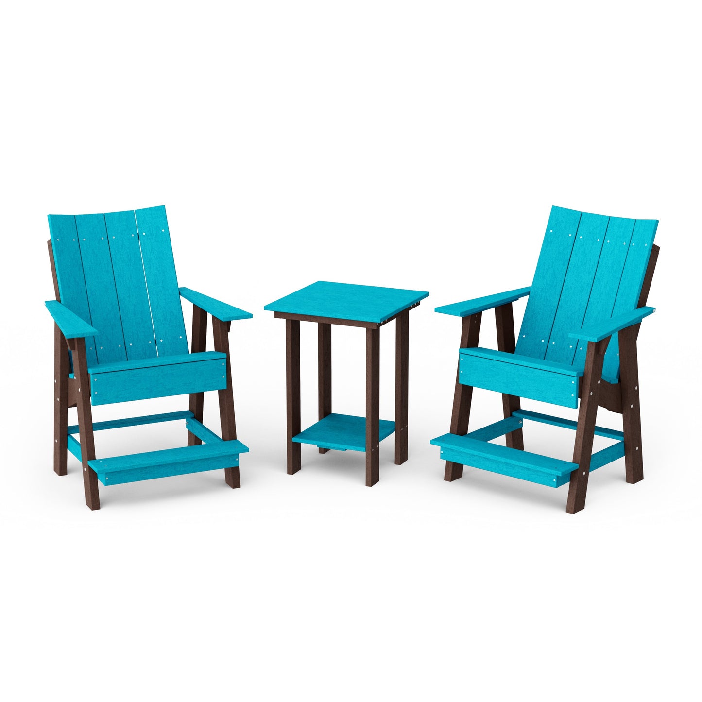 Contemporary 3-Piece Tall Modern Adirondack Chair Set with Side Table