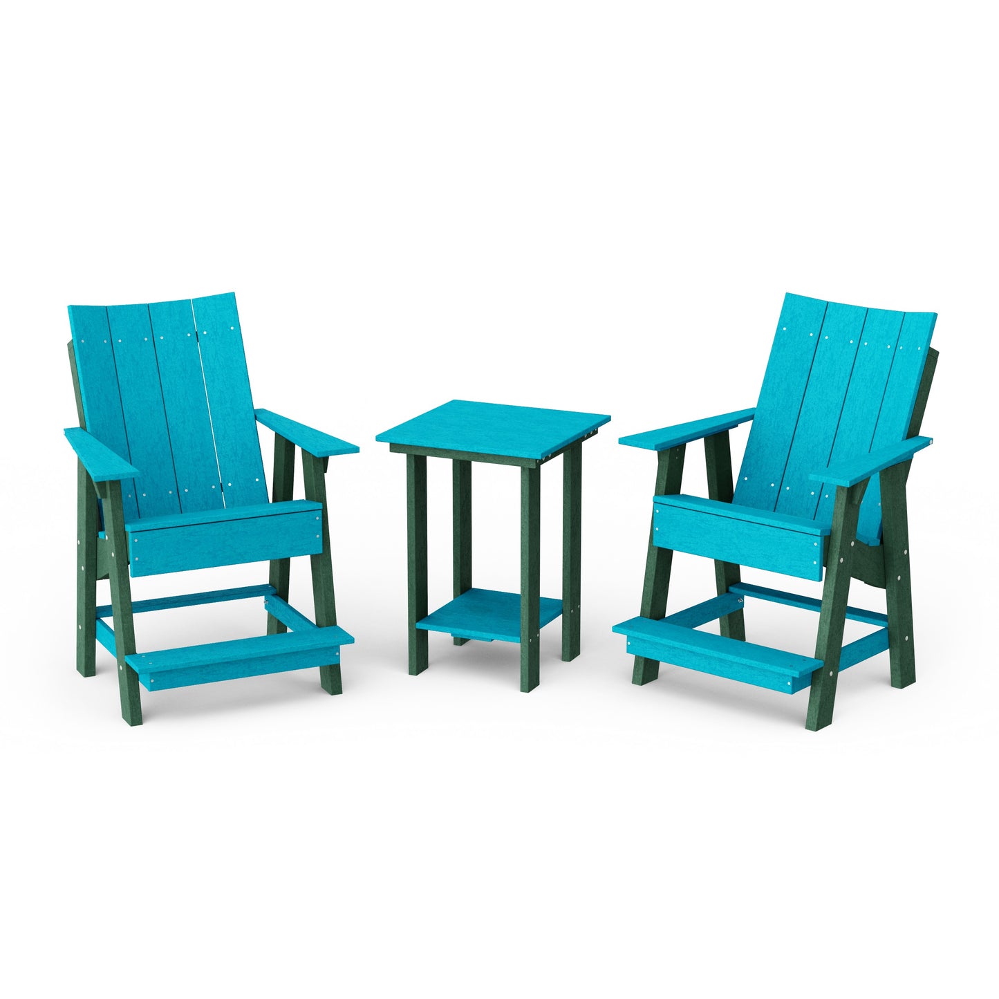 Contemporary 3-Piece Tall Modern Adirondack Chair Set with Side Table