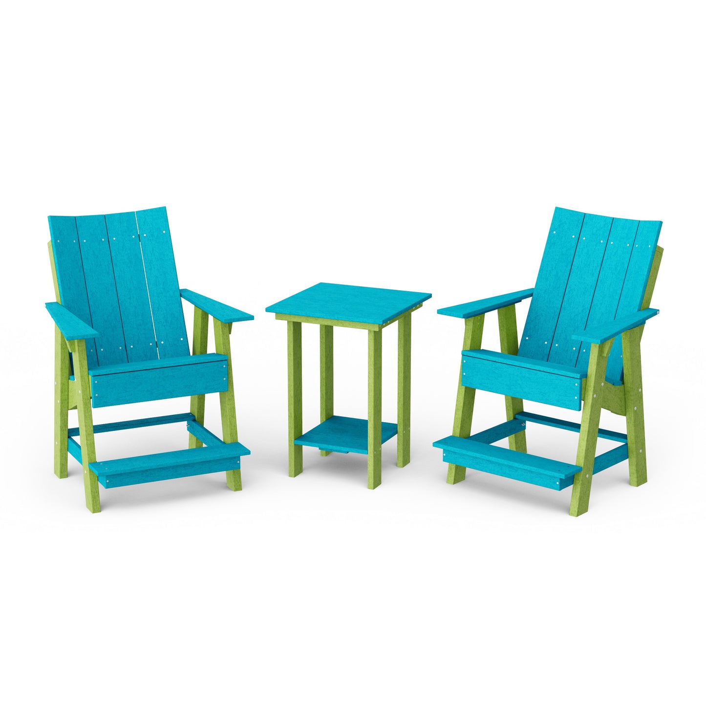 Contemporary 3-Piece Tall Modern Adirondack Chair Set with Side Table