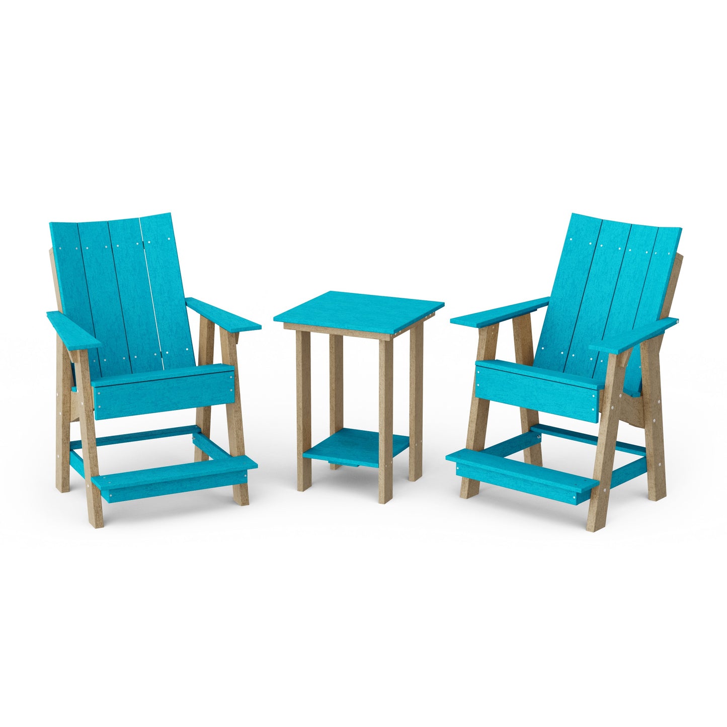 Contemporary 3-Piece Tall Modern Adirondack Chair Set with Side Table