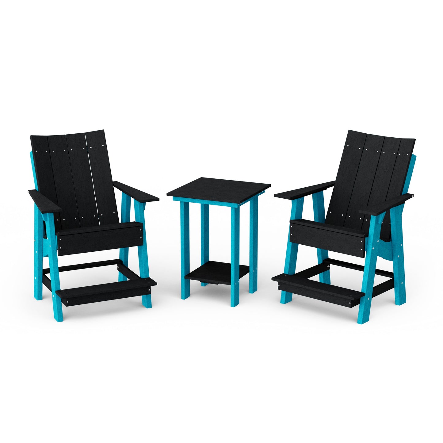 Contemporary 3-Piece Tall Modern Adirondack Chair Set with Side Table