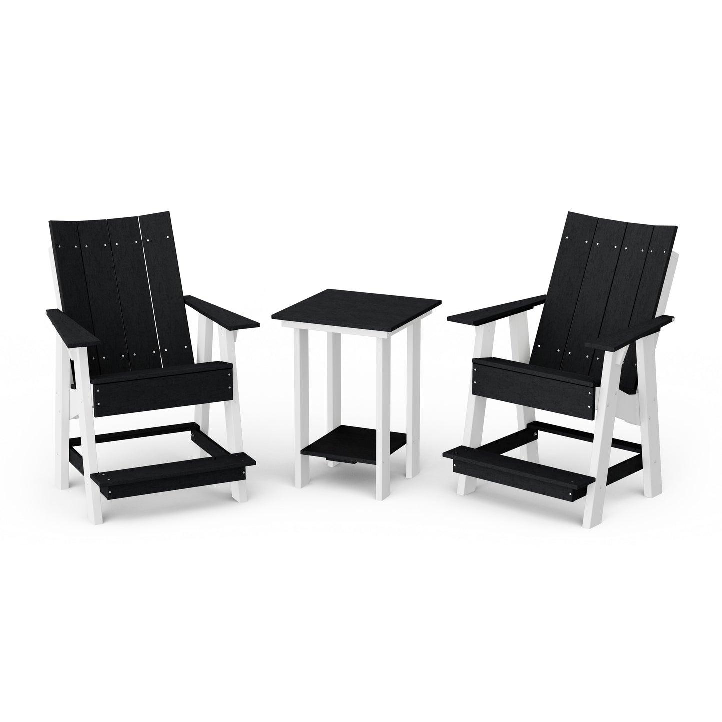 Contemporary 3-Piece Tall Modern Adirondack Chair Set with Side Table
