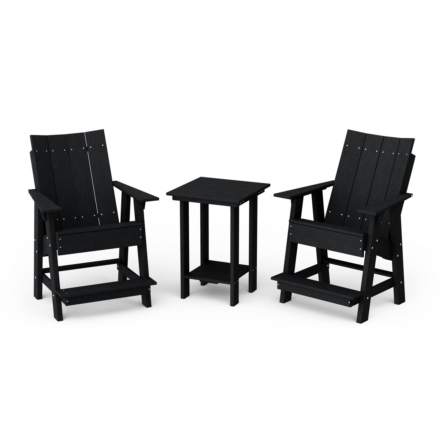 Contemporary 3-Piece Tall Modern Adirondack Chair Set with Side Table