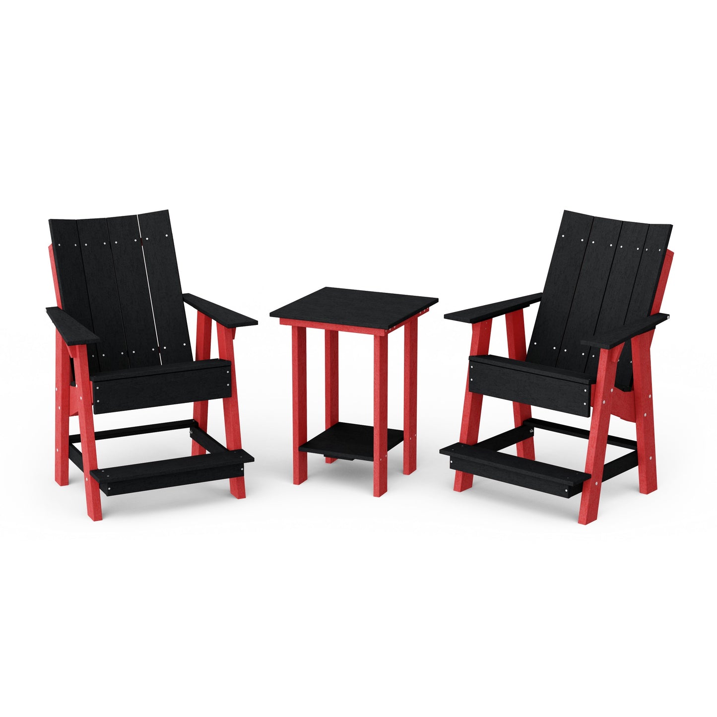 Contemporary 3-Piece Tall Modern Adirondack Chair Set with Side Table
