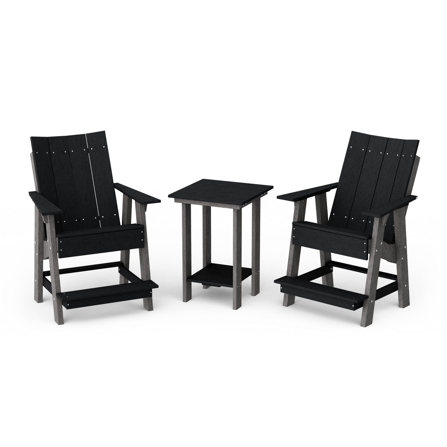 Contemporary 3-Piece Tall Modern Adirondack Chair Set with Side Table