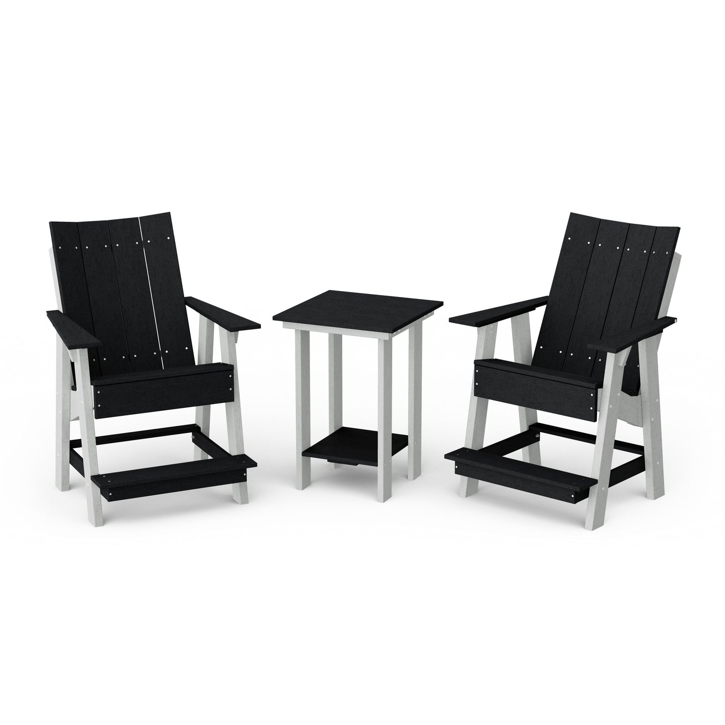 Contemporary 3-Piece Tall Modern Adirondack Chair Set with Side Table
