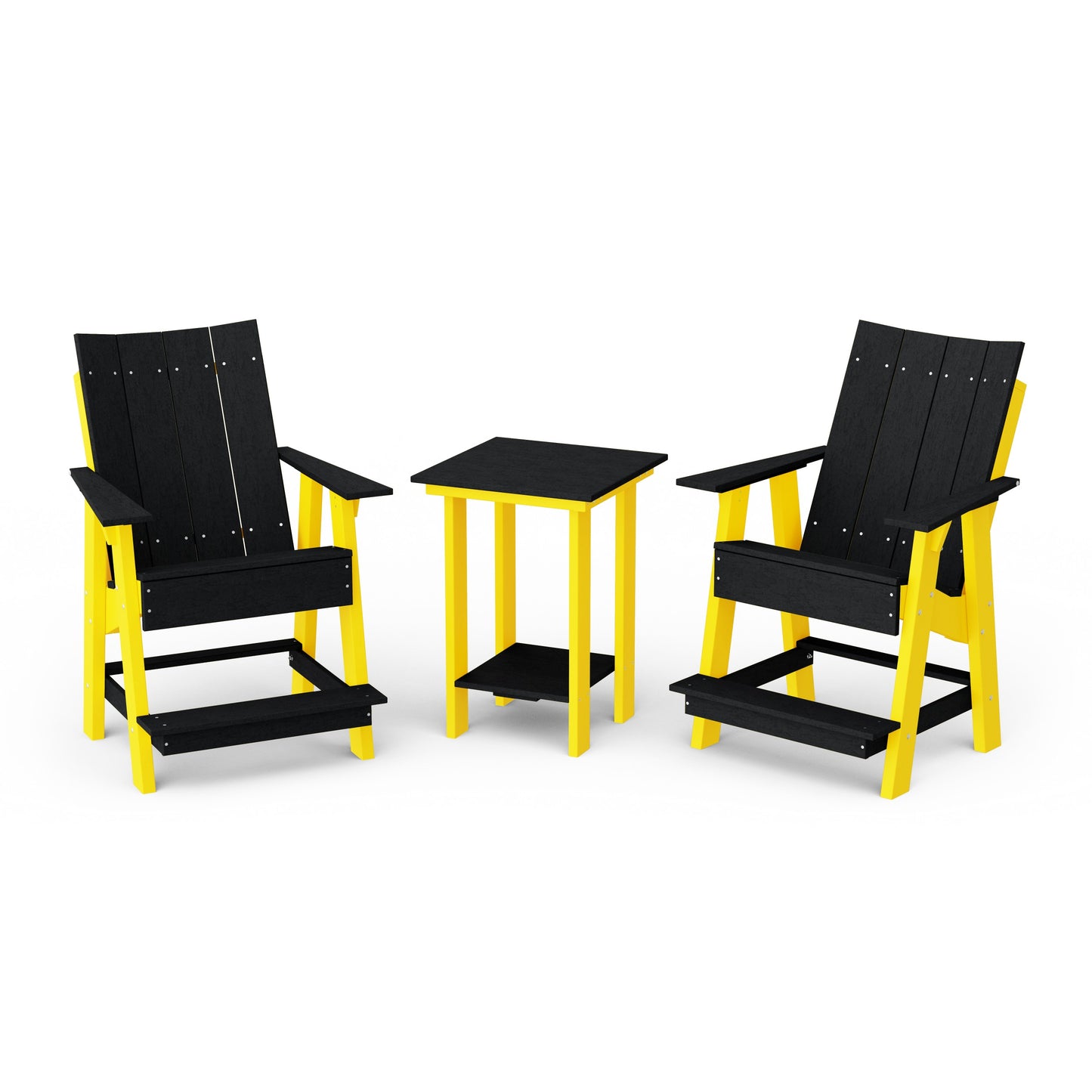 Contemporary 3-Piece Tall Modern Adirondack Chair Set with Side Table