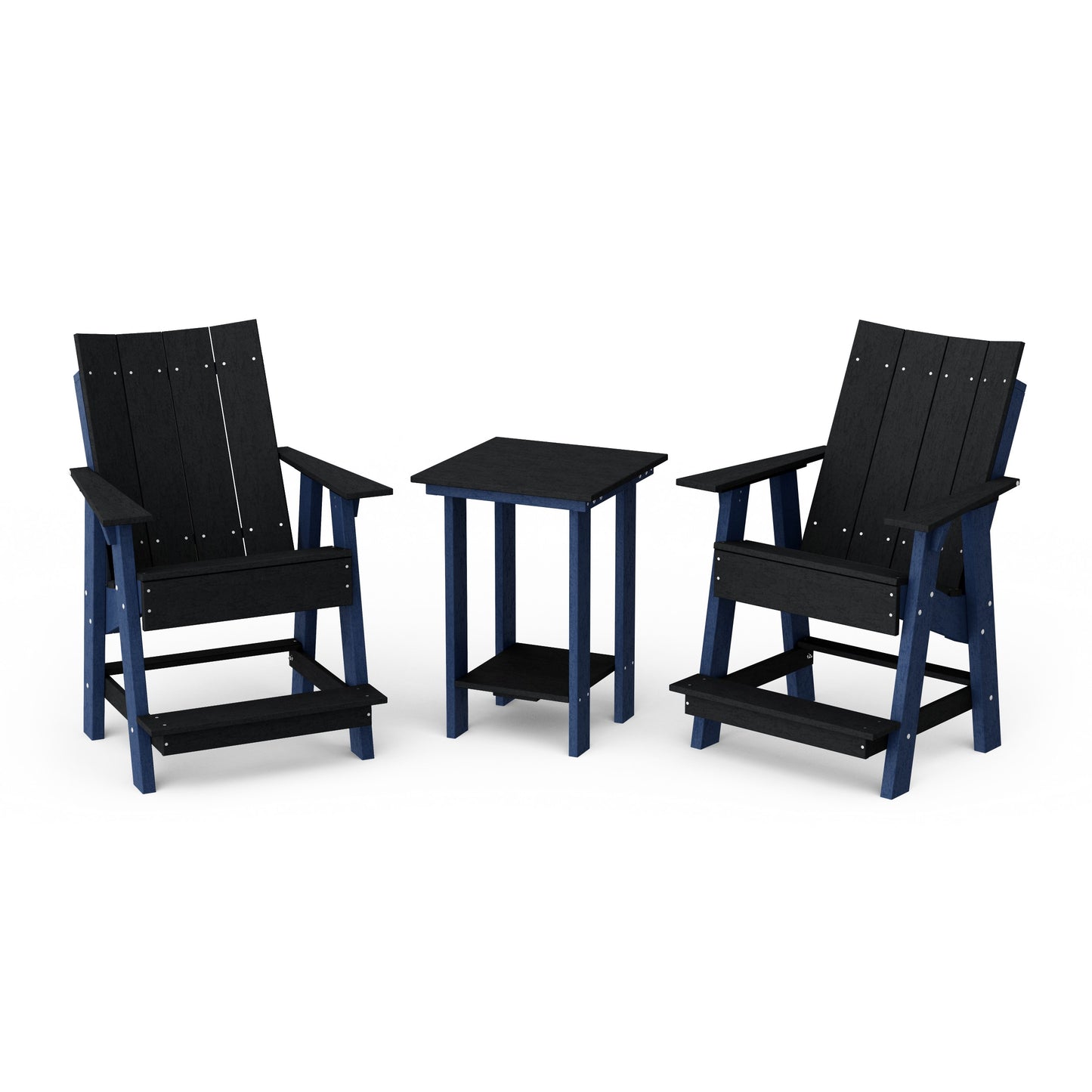 Contemporary 3-Piece Tall Modern Adirondack Chair Set with Side Table