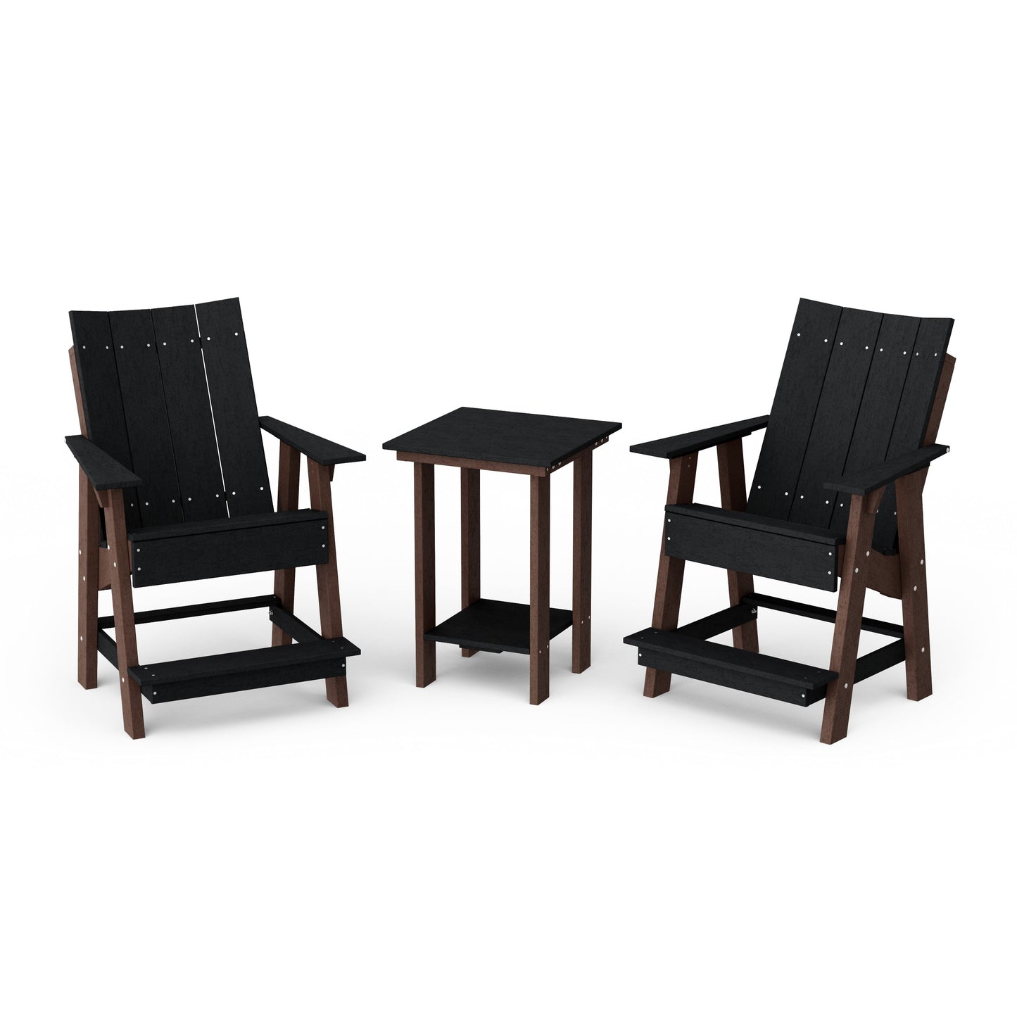 Contemporary 3-Piece Tall Modern Adirondack Chair Set with Side Table