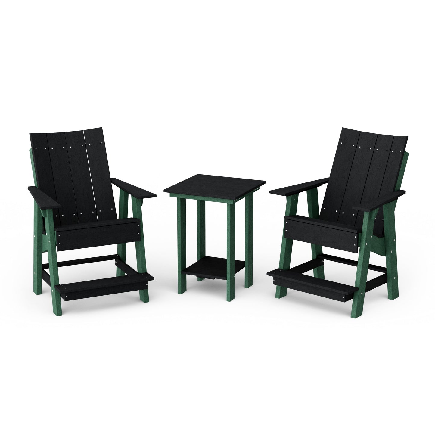 Contemporary 3-Piece Tall Modern Adirondack Chair Set with Side Table