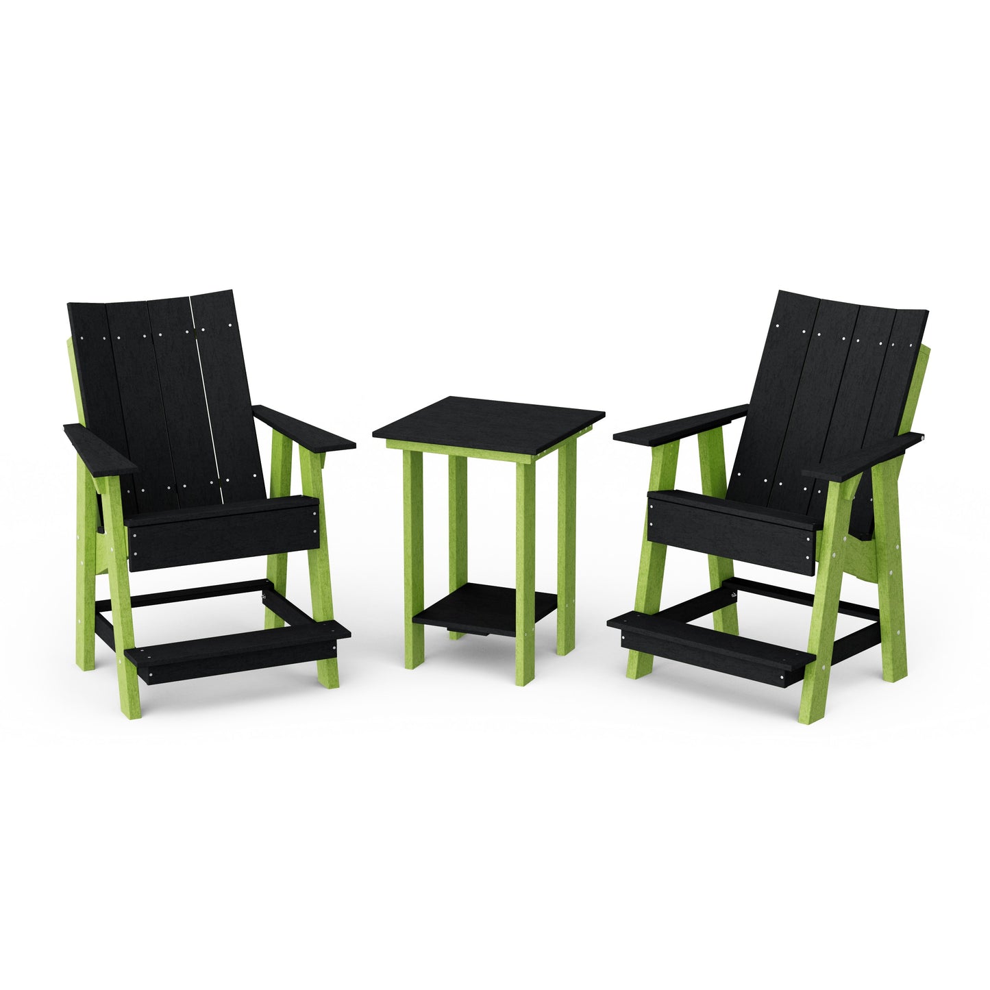 Contemporary 3-Piece Tall Modern Adirondack Chair Set with Side Table