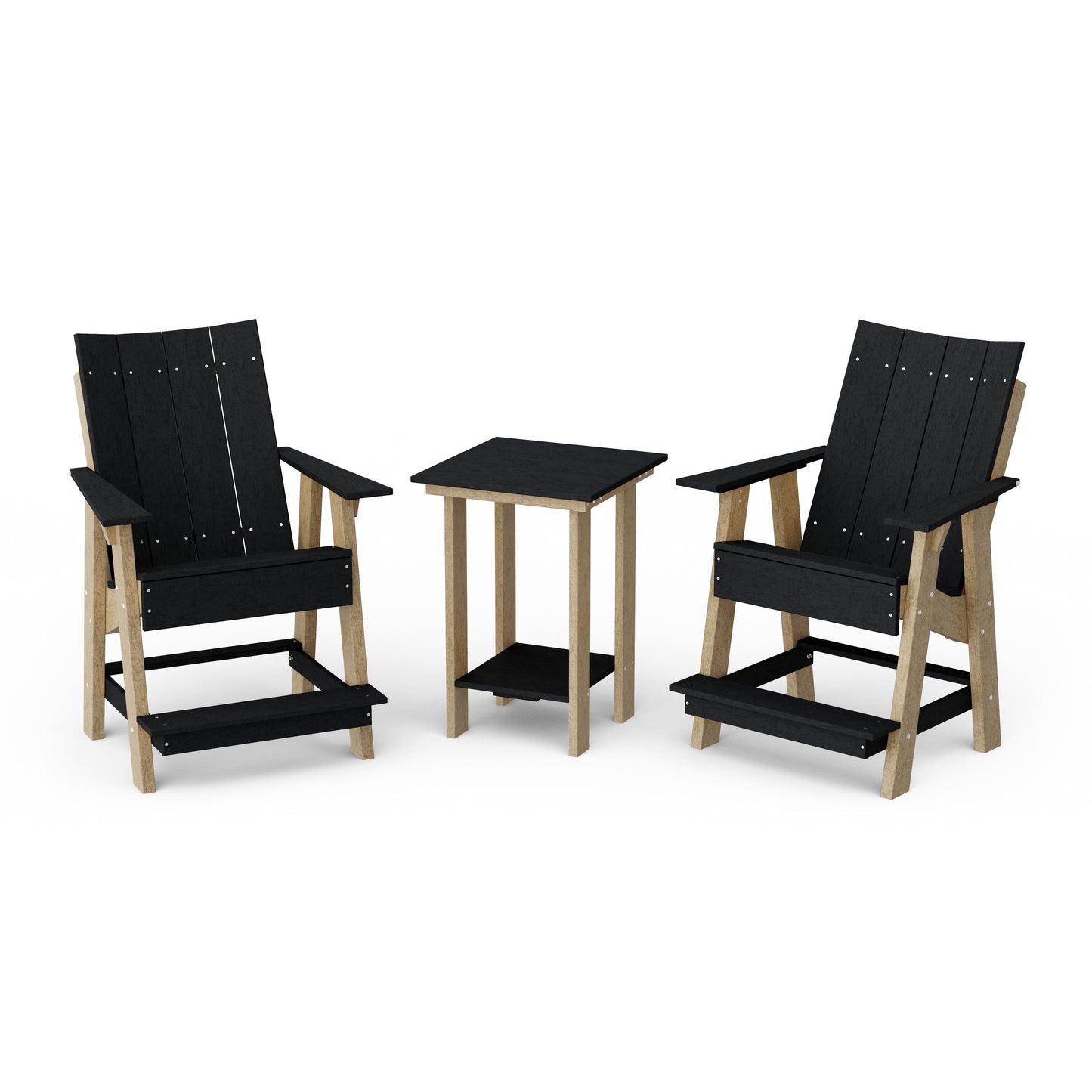 Contemporary 3-Piece Tall Modern Adirondack Chair Set with Side Table