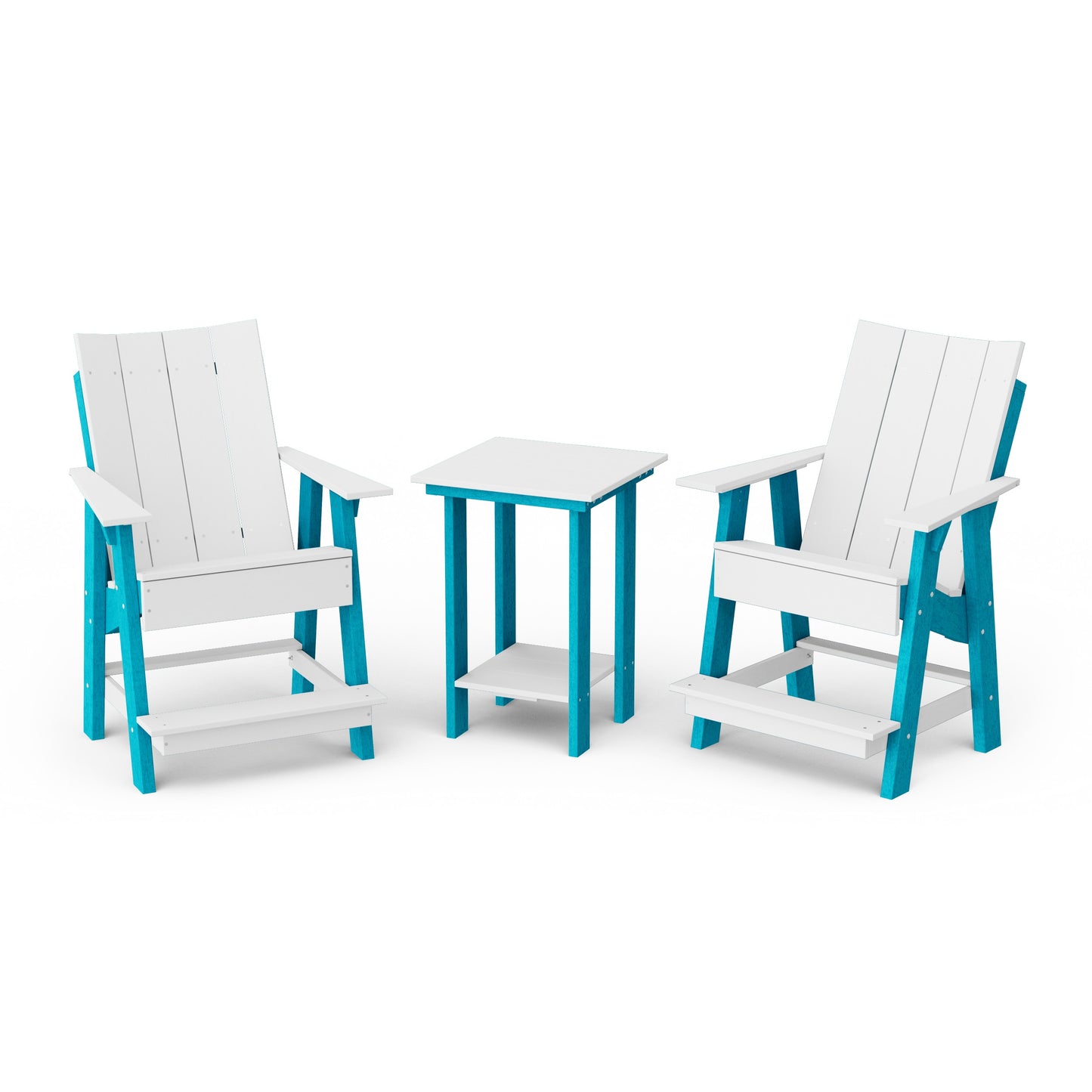 Contemporary 3-Piece Tall Modern Adirondack Chair Set with Side Table