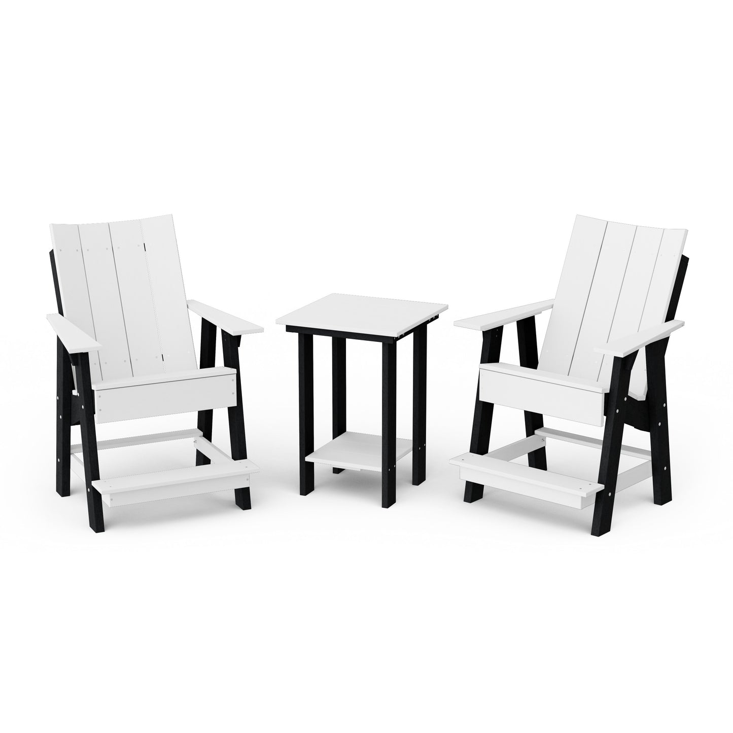Contemporary 3-Piece Tall Modern Adirondack Chair Set with Side Table