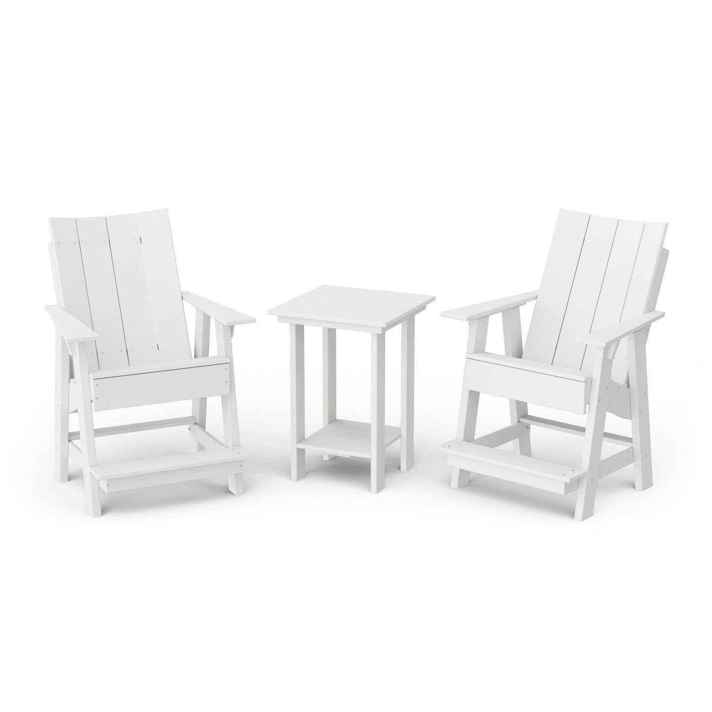 Contemporary 3-Piece Tall Modern Adirondack Chair Set with Side Table