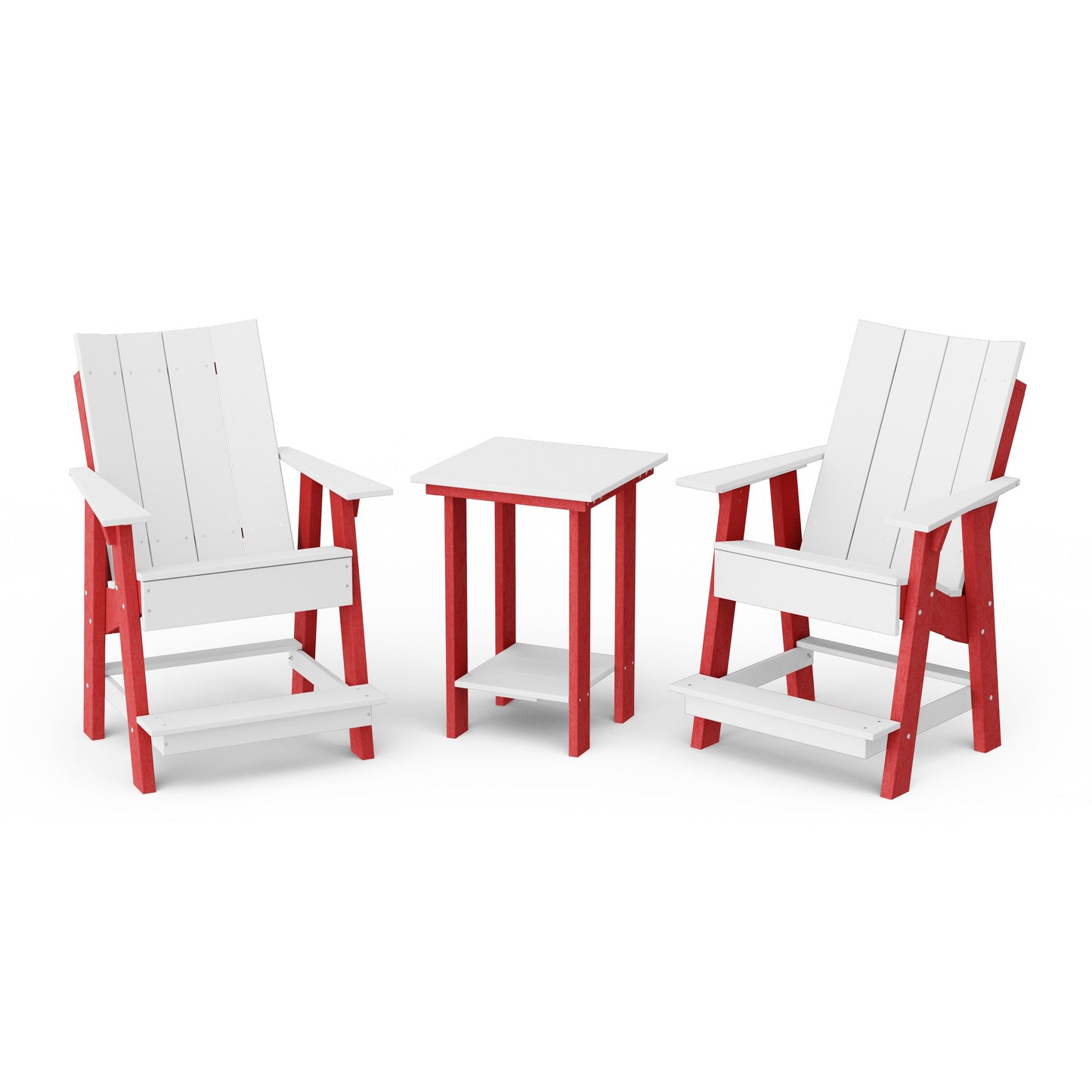 Contemporary 3-Piece Tall Modern Adirondack Chair Set with Side Table
