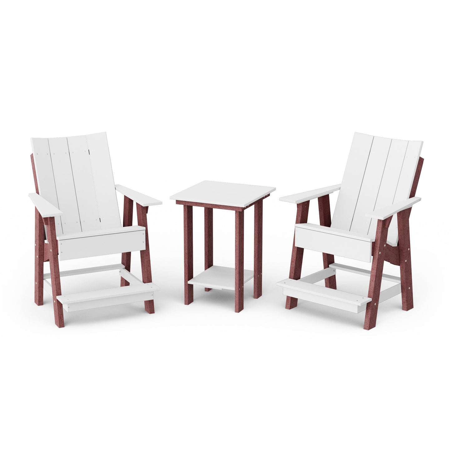 Contemporary 3-Piece Tall Modern Adirondack Chair Set with Side Table