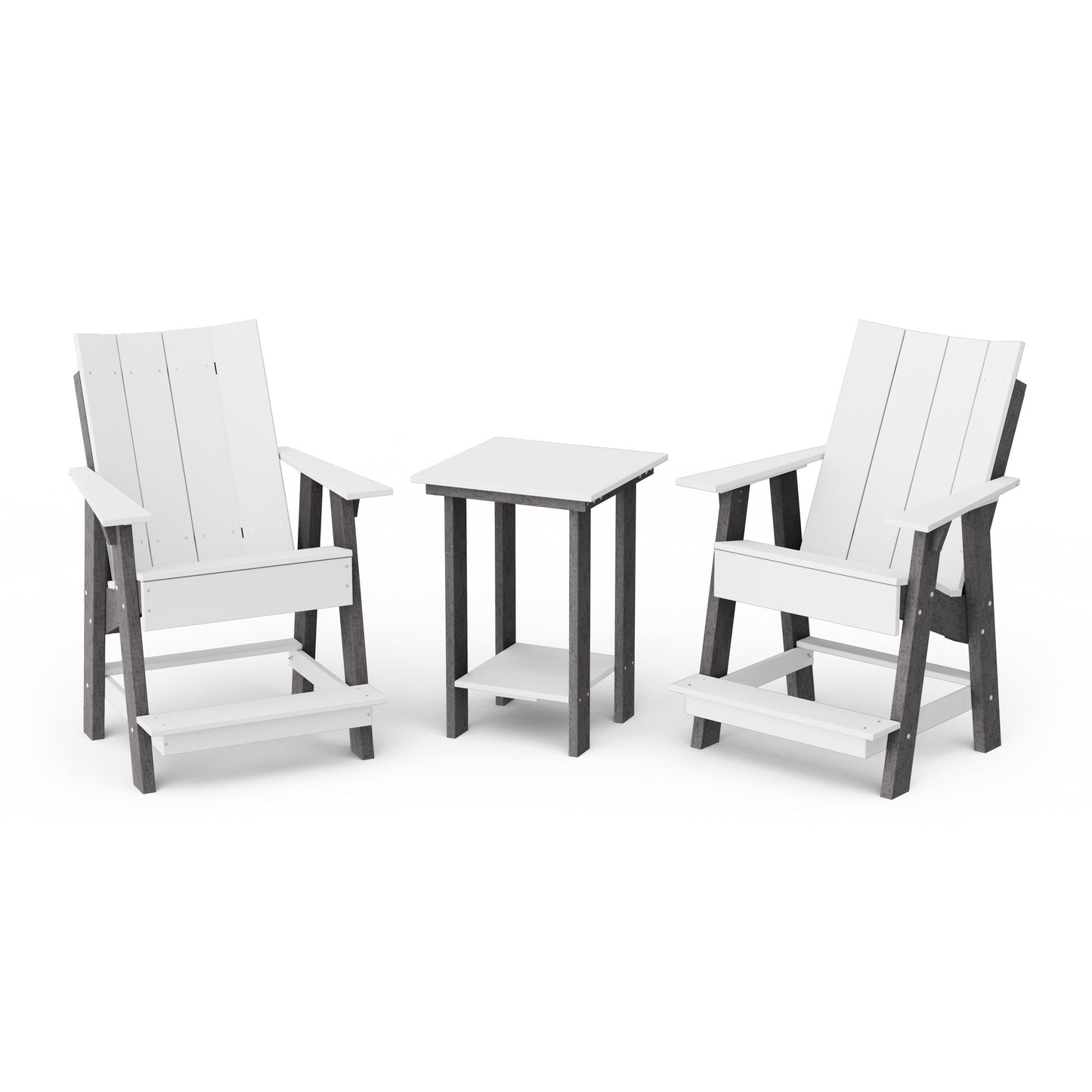 Contemporary 3-Piece Tall Modern Adirondack Chair Set with Side Table