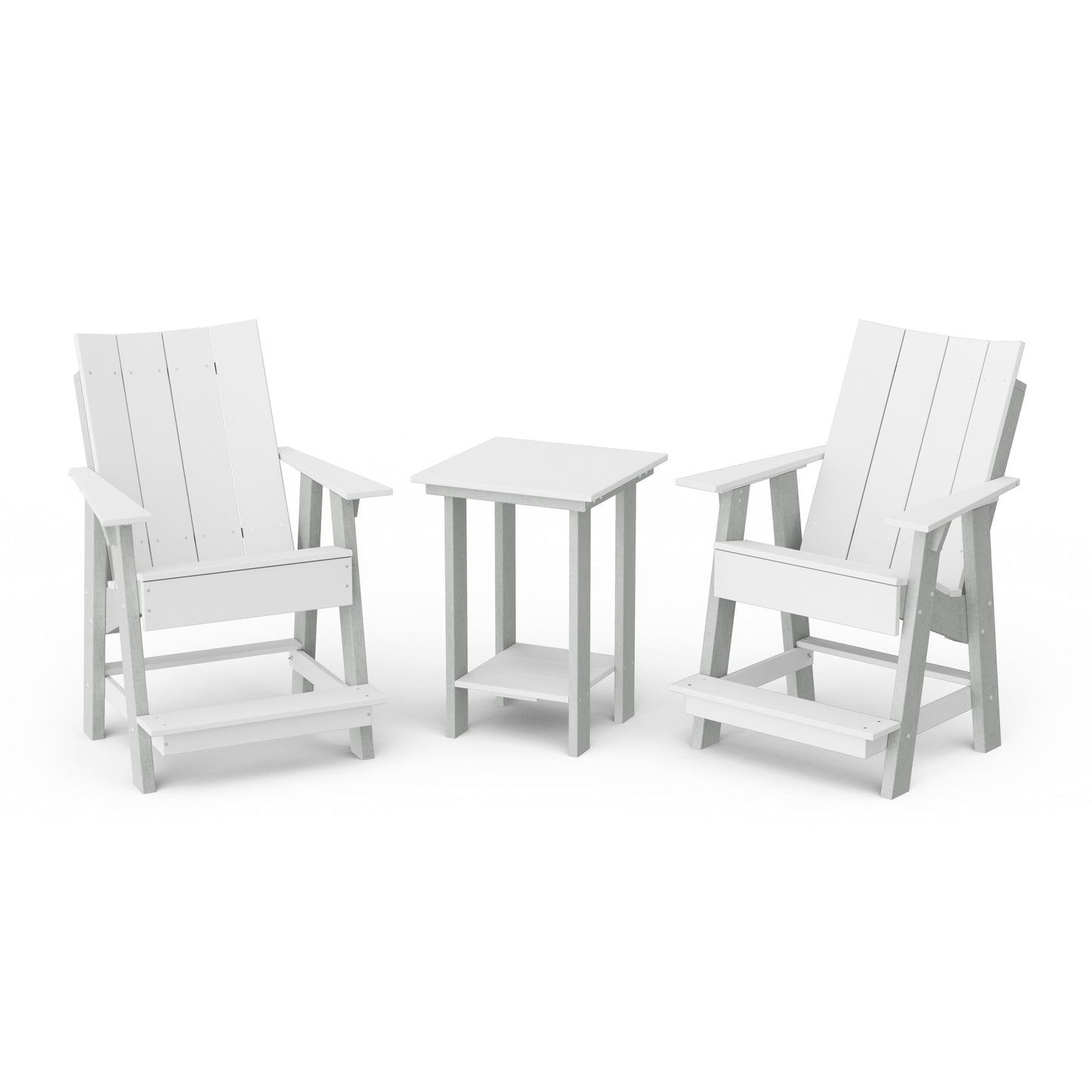 Contemporary 3-Piece Tall Modern Adirondack Chair Set with Side Table