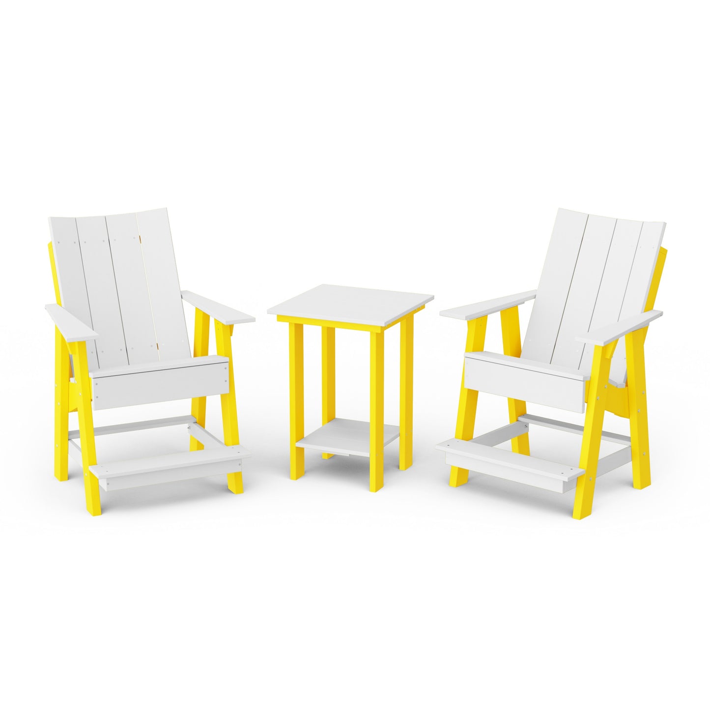 Contemporary 3-Piece Tall Modern Adirondack Chair Set with Side Table