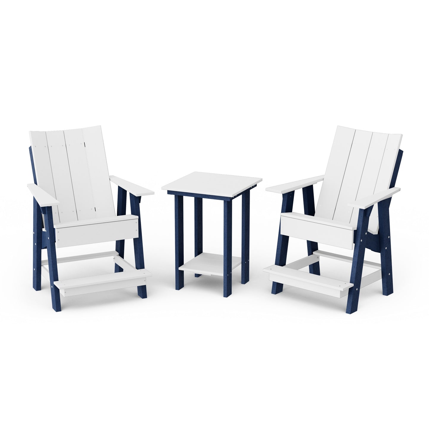 Contemporary 3-Piece Tall Modern Adirondack Chair Set with Side Table