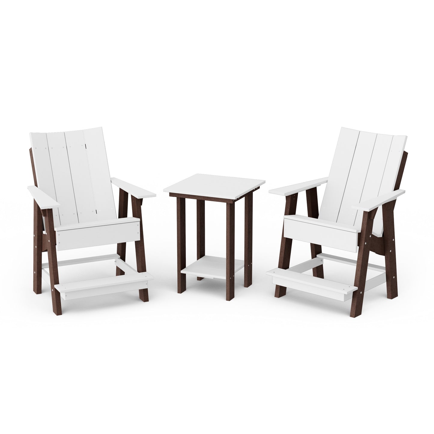 Contemporary 3-Piece Tall Modern Adirondack Chair Set with Side Table