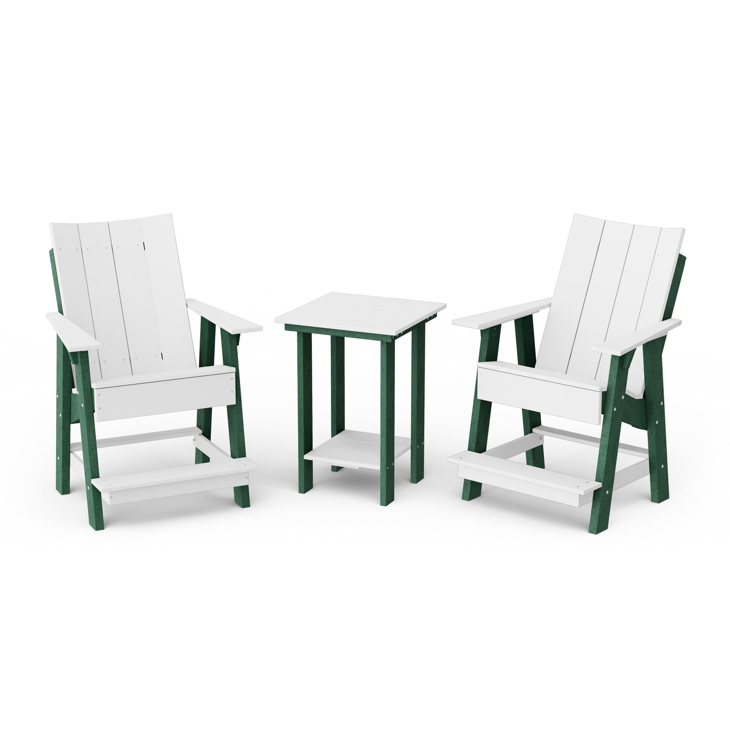 Contemporary 3-Piece Tall Modern Adirondack Chair Set with Side Table
