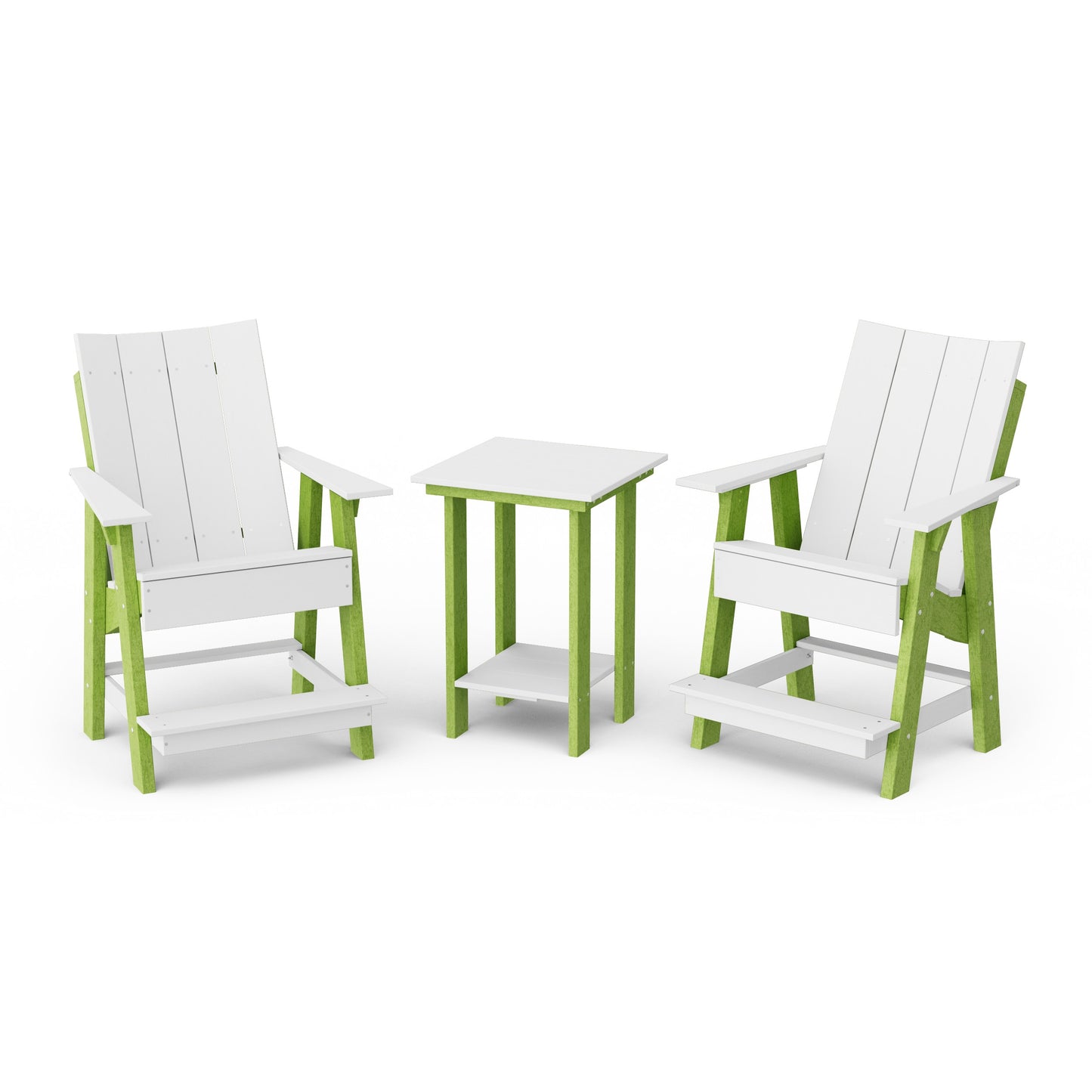 Contemporary 3-Piece Tall Modern Adirondack Chair Set with Side Table