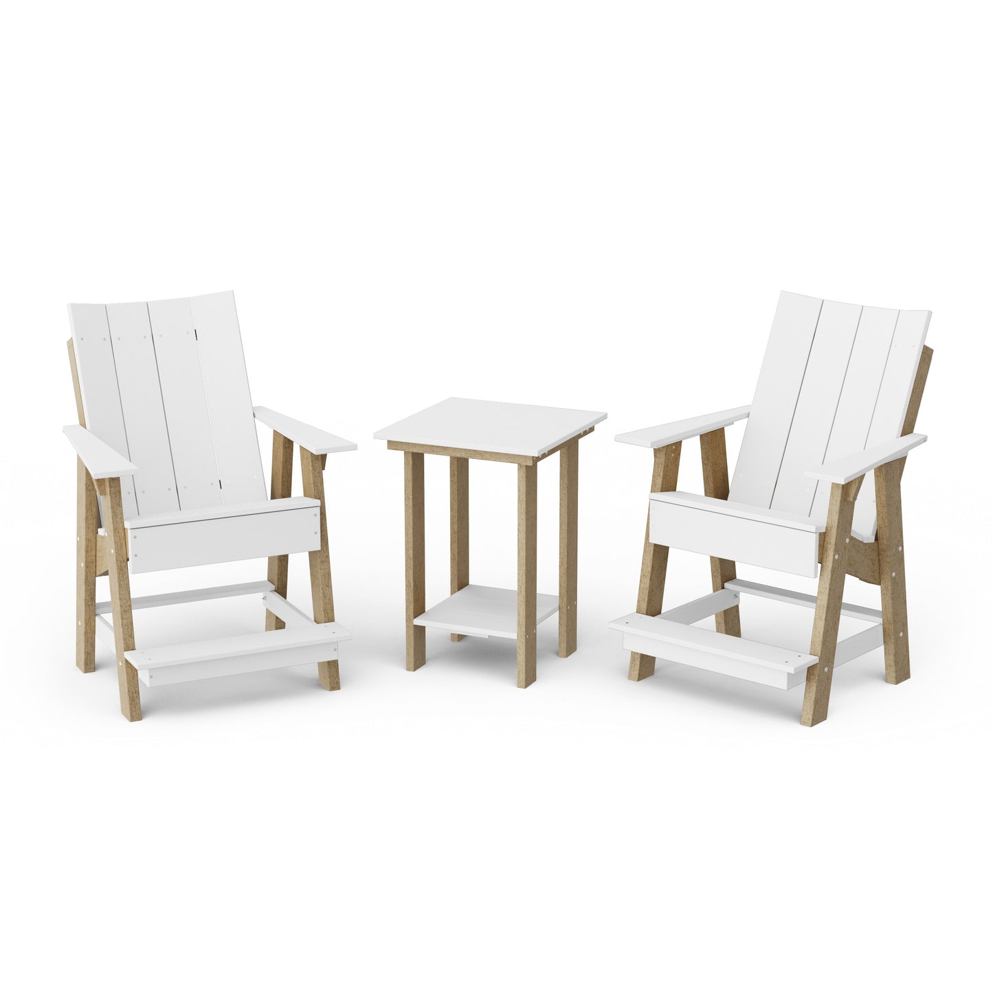 Contemporary 3-Piece Tall Modern Adirondack Chair Set with Side Table