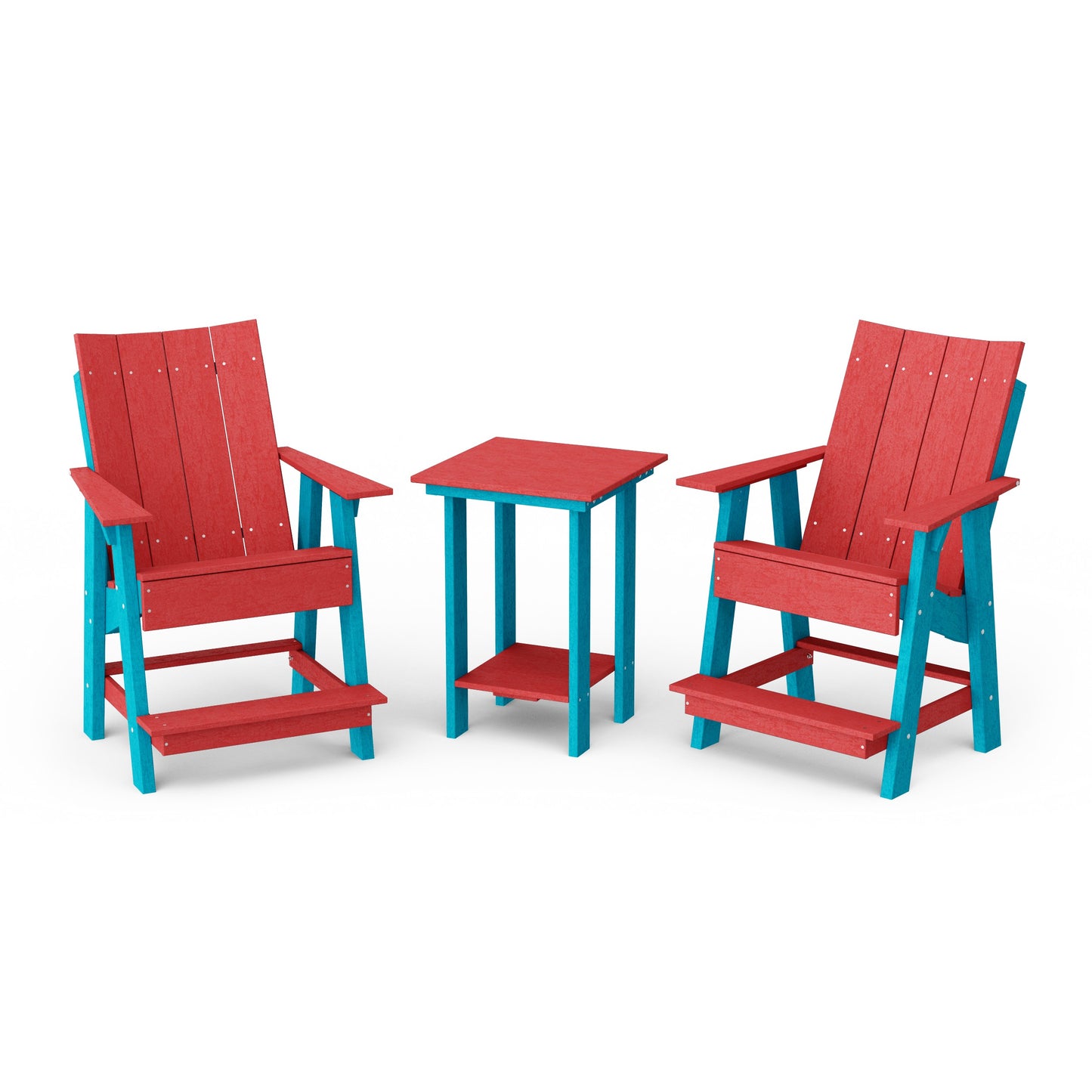Contemporary 3-Piece Tall Modern Adirondack Chair Set with Side Table