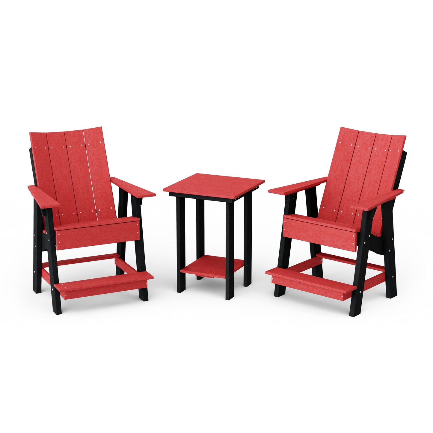 Contemporary 3-Piece Tall Modern Adirondack Chair Set with Side Table