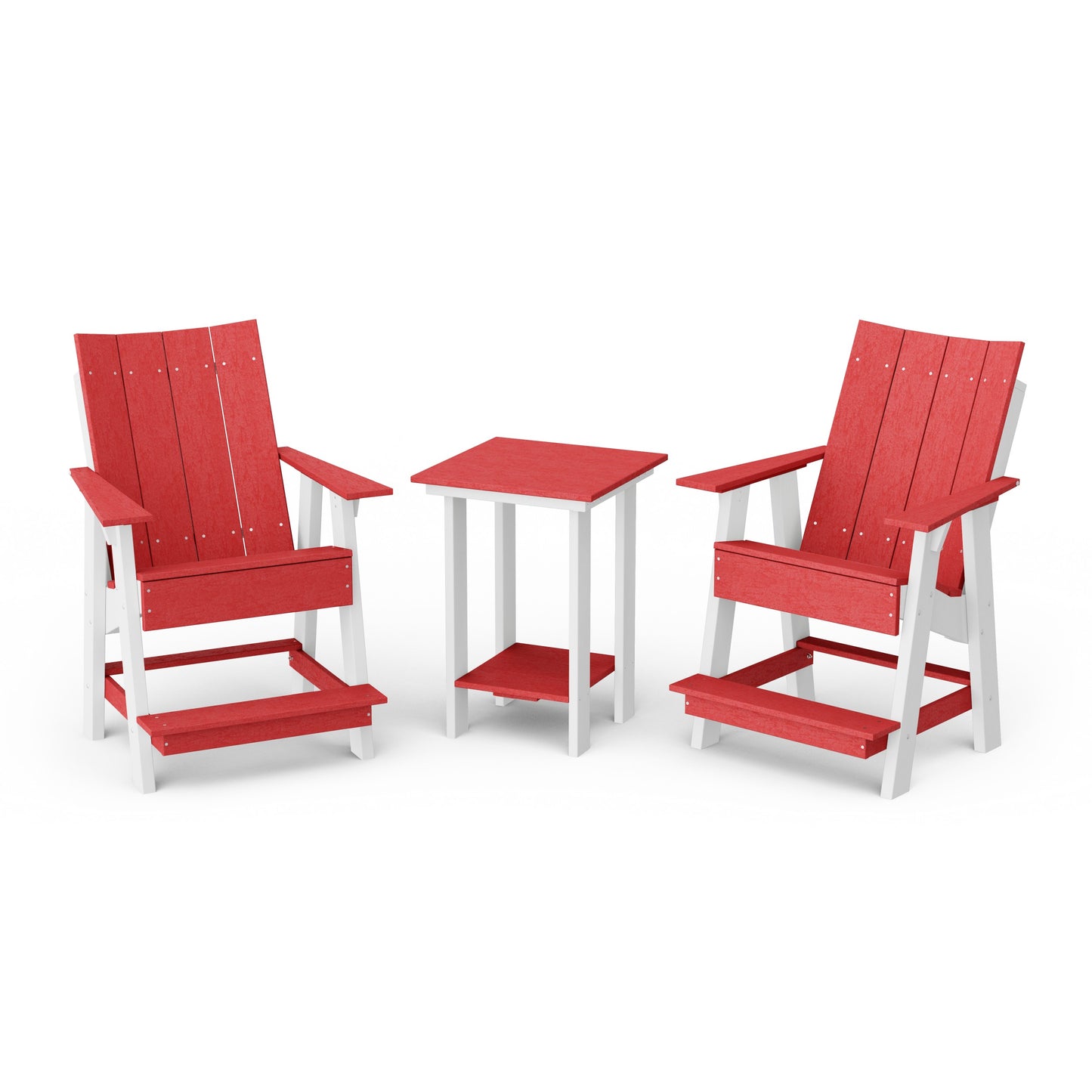 Contemporary 3-Piece Tall Modern Adirondack Chair Set with Side Table