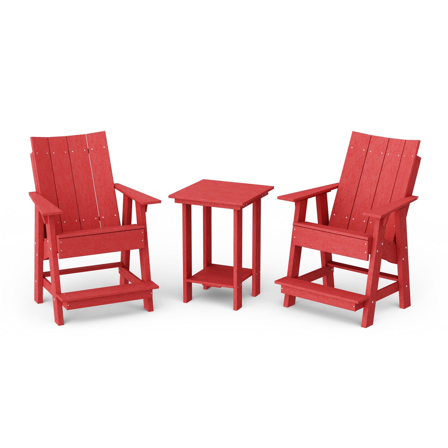 Contemporary 3-Piece Tall Modern Adirondack Chair Set with Side Table