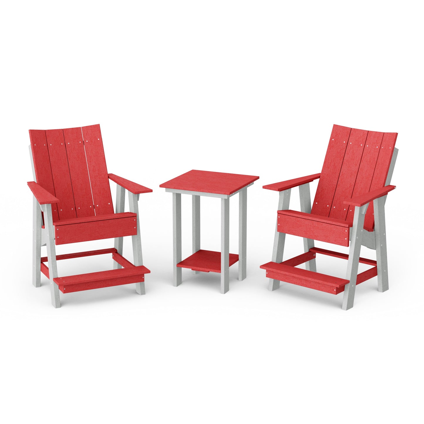 Contemporary 3-Piece Tall Modern Adirondack Chair Set with Side Table