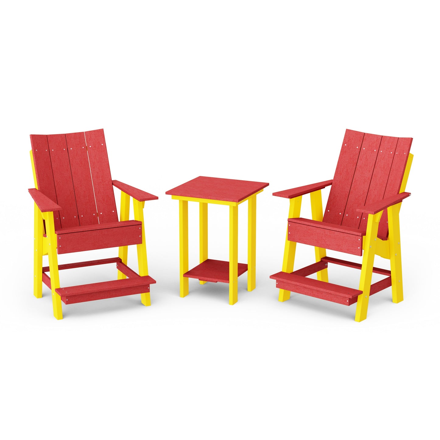 Contemporary 3-Piece Tall Modern Adirondack Chair Set with Side Table