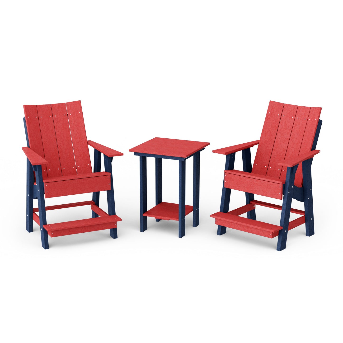 Contemporary 3-Piece Tall Modern Adirondack Chair Set with Side Table