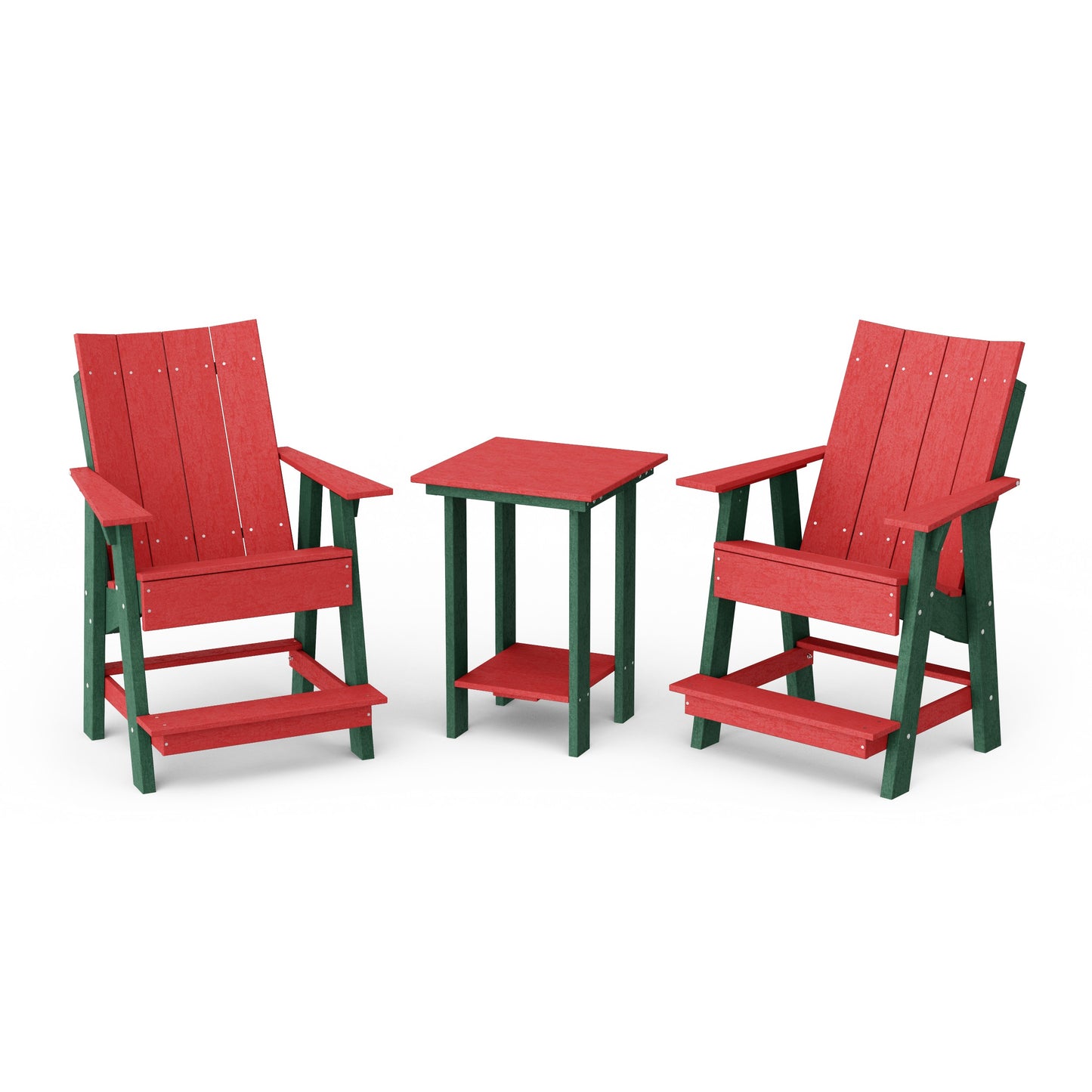 Contemporary 3-Piece Tall Modern Adirondack Chair Set with Side Table